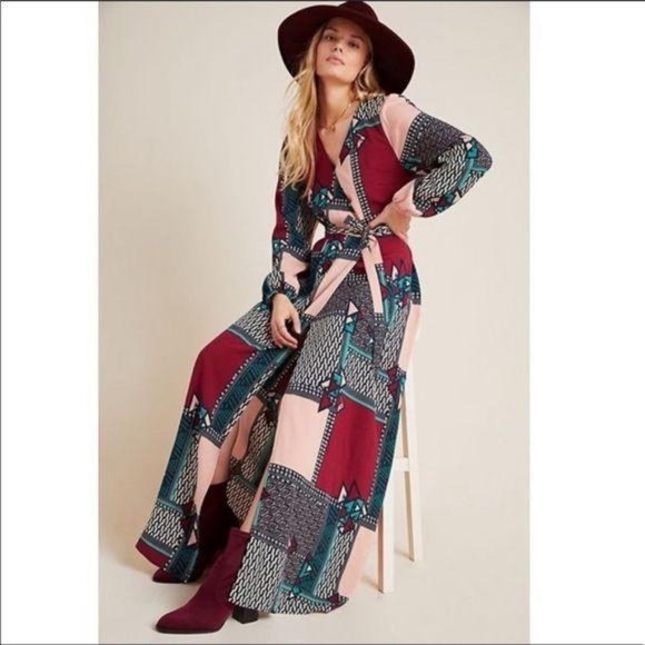 NWT Anthropologie Porridge Virginia Wrap Maxi Dress - Picture 3 of 6